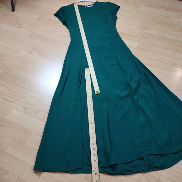 Reformation Gavin Emerald Green Dress Open Back Cap Sleeve Slit Midi Size 12 - Picture 9 of 16